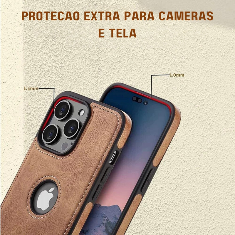 Capa em Couro para Iphone X, XS, XR, 11, 12, 13, 14, 15 Pro Max, Plus