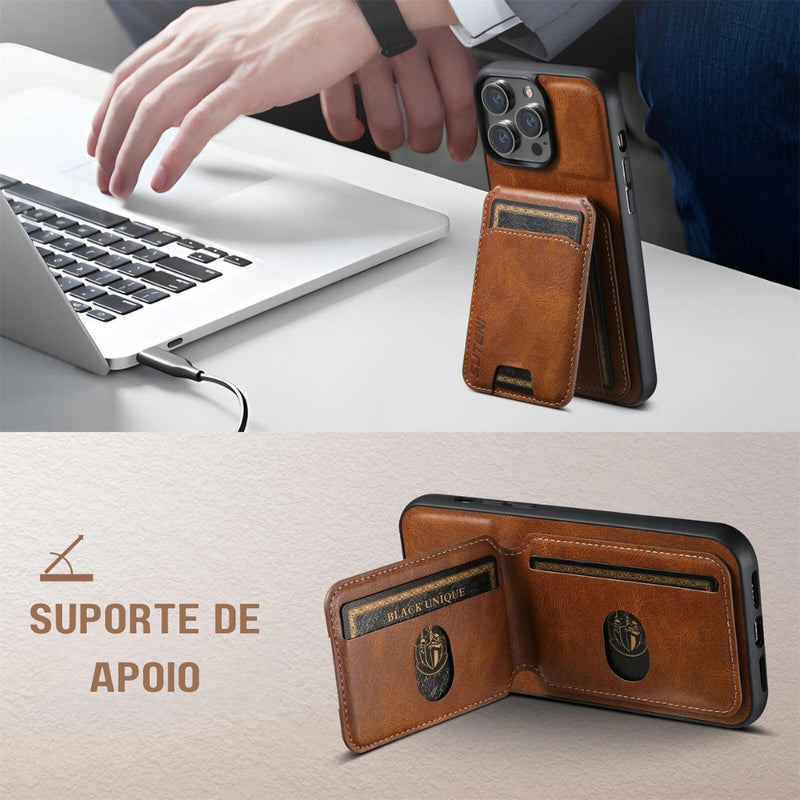 Capa com Carteira em Couro para Iphone X, XS, XR, 11, 12, 13, 14, 15 Pro Max, Plus