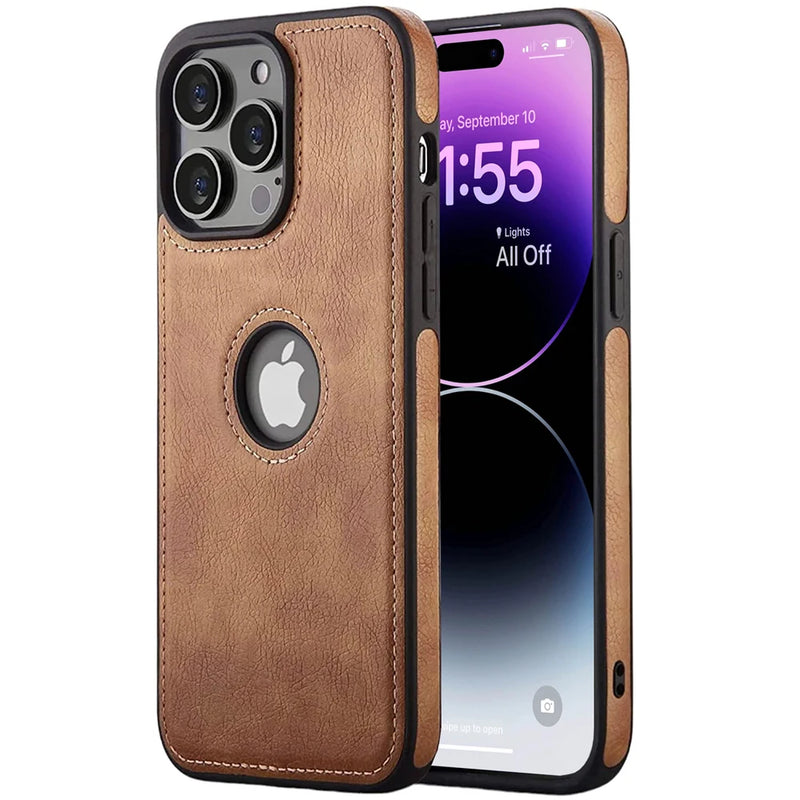 Capa em Couro para Iphone X, XS, XR, 11, 12, 13, 14, 15 Pro Max, Plus