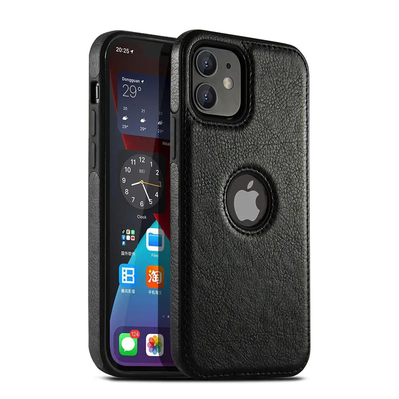 Capa em Couro para Iphone X, XS, XR, 11, 12, 13, 14, 15 Pro Max, Plus