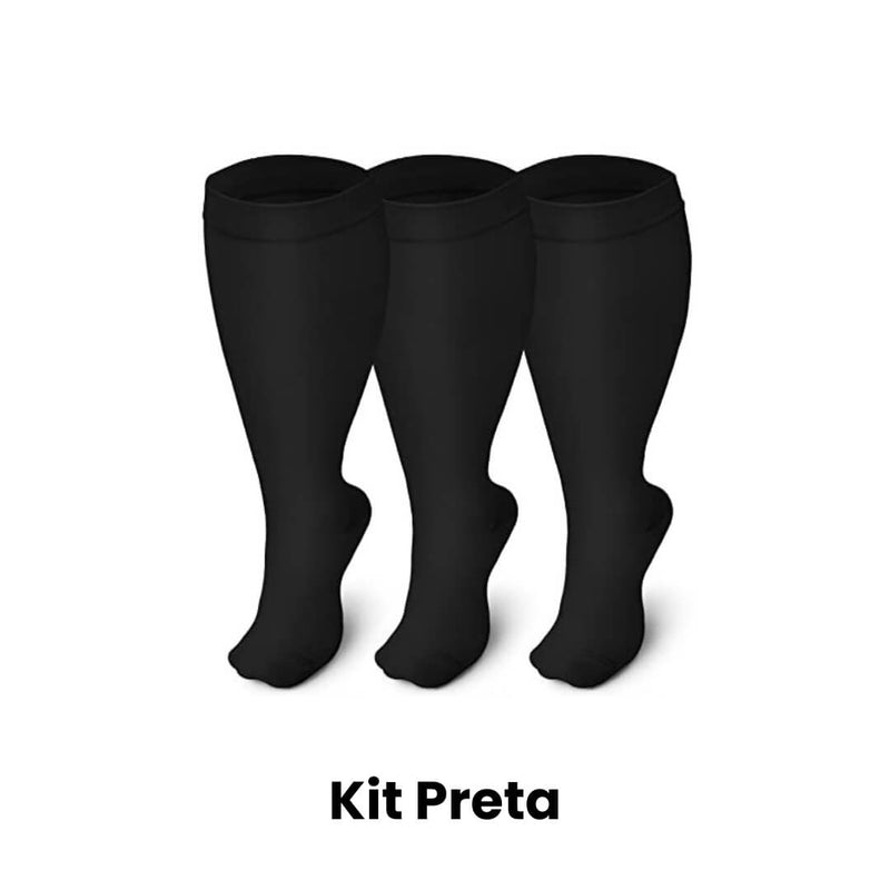 Meias de Compressão ConfortLife Plus Size (Kit 3 Pares)