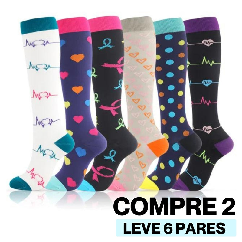 Meias de Compressão ConfortLife - Kit 6 Pares (Promoção)