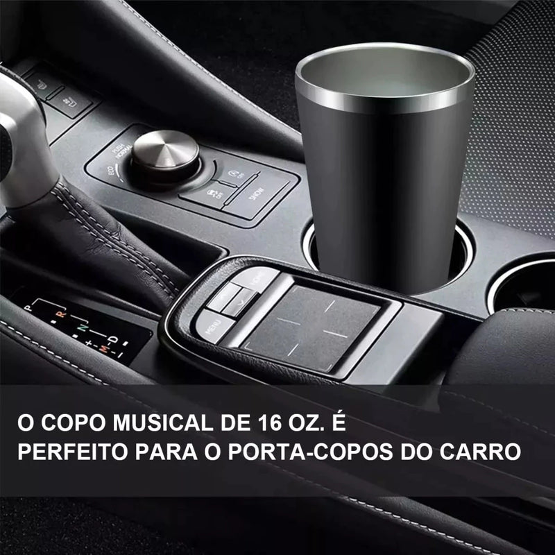 Copo Térmico com Caixa de Som Bluetooth a Prova D'água 420ml