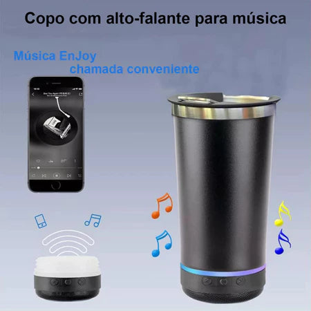 Copo Térmico com Caixa de Som Bluetooth a Prova D'água 420ml